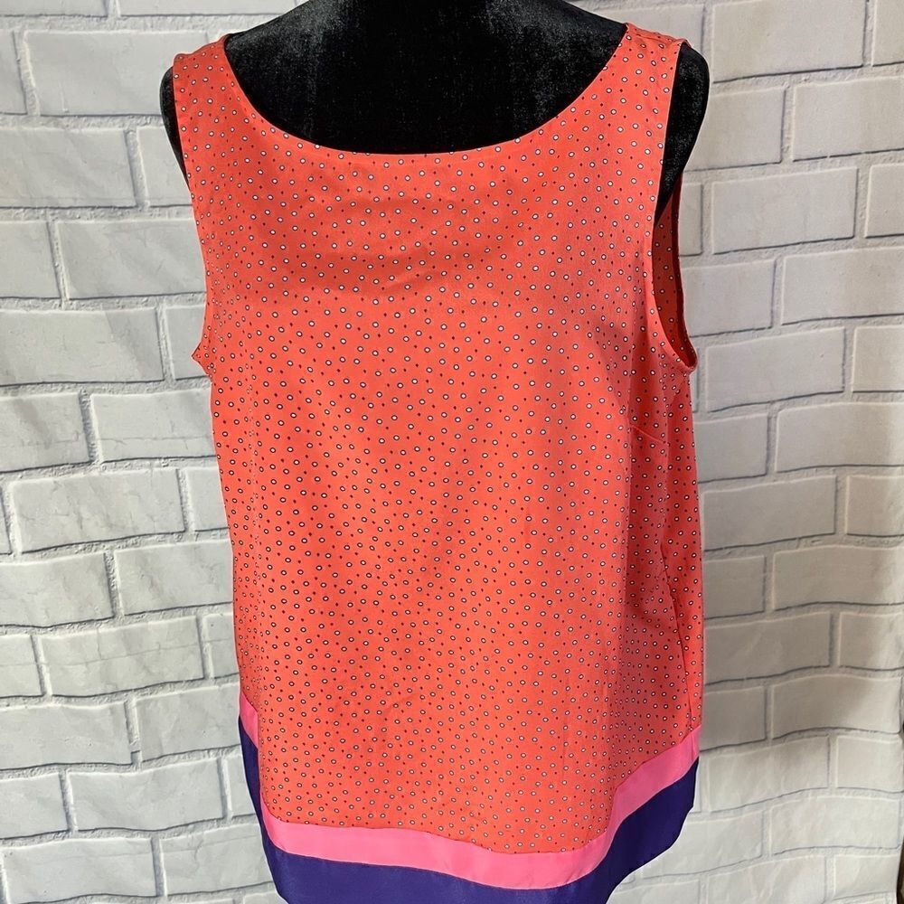 LOFT Coral Purple Print Sleeveless Blouse Size L
